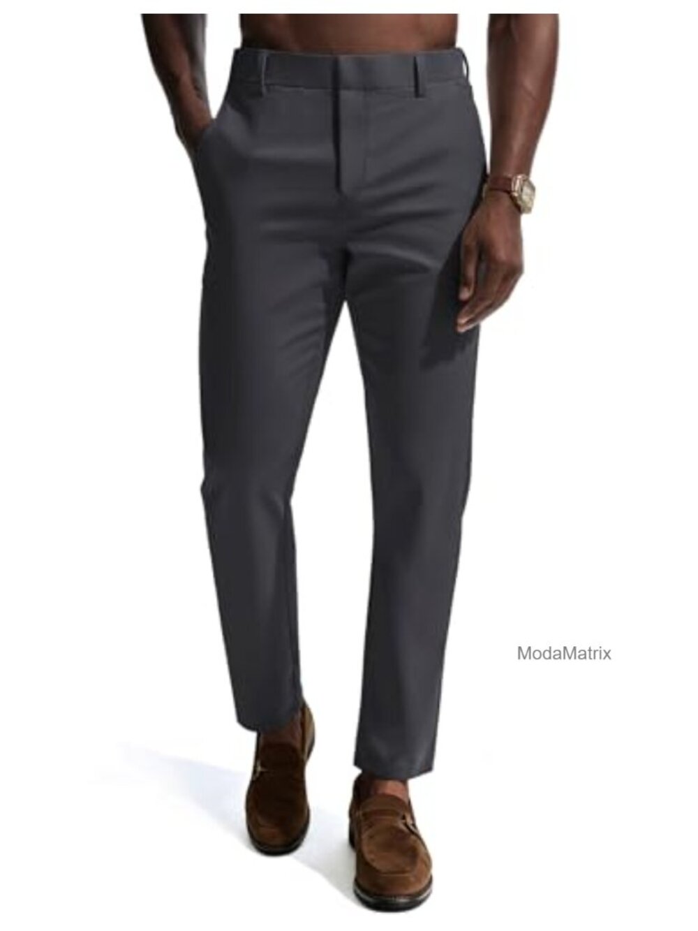 Men's Stretch Dress Pants Slim Fit Flat Front 4-Way Stretch